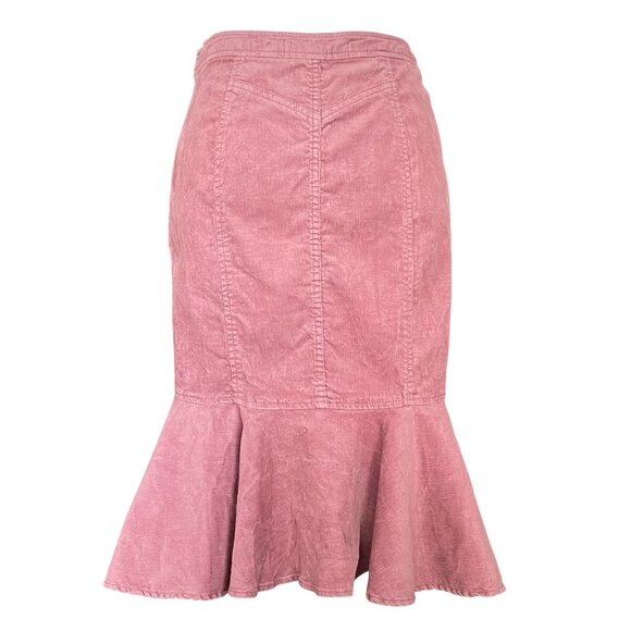 Pilcro & the Letterpress Pink Corduroy Flounce-Hem Skirt – Size 2 - Picture 3 of 9
